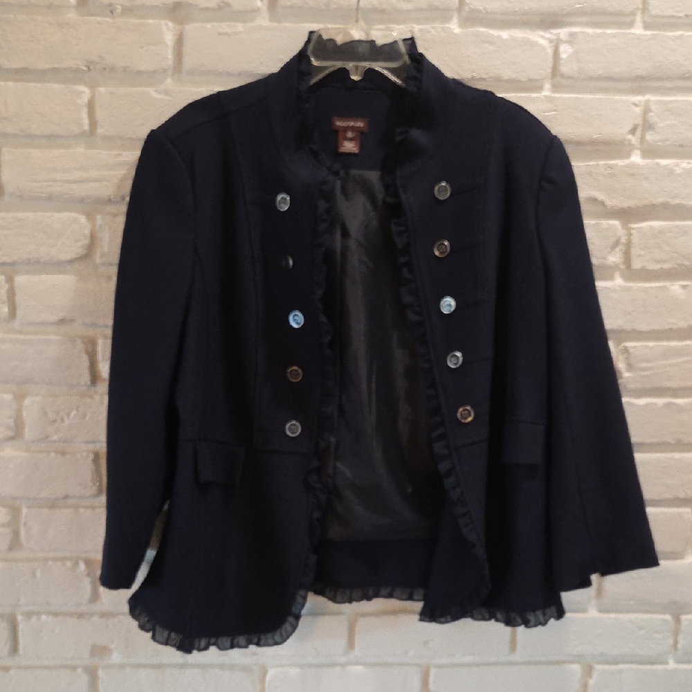 Multiples Navy Blazer with Button Accents